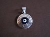 Round Silver Evil Eye Greek Key Pendant
