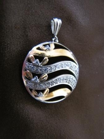 Silver and Gold Cubic Zirconia Pendant