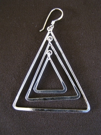 Silver Triple Triangle Drop Earrings