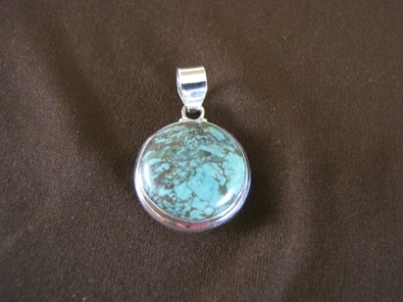 Round Silver Turquoise Pendant