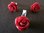 Silver Red Coral Coloured Rose Earrings