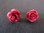 Silver Red Coral Coloured Rose Earrings