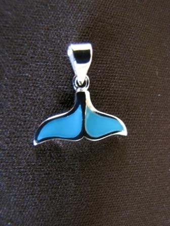 Silver Turquoise Whale Tail Pendant
