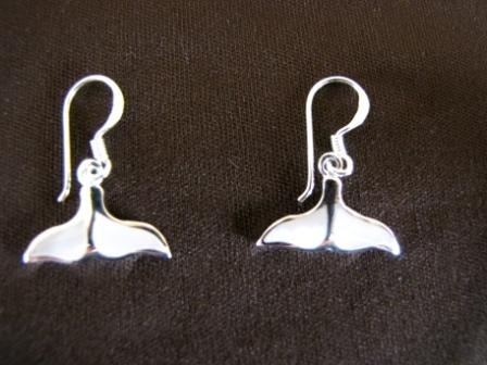 Silver White Whale Tail Earrings