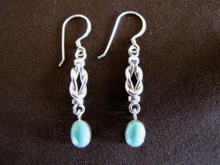 Silver Reef Knot Turquoise Earrings