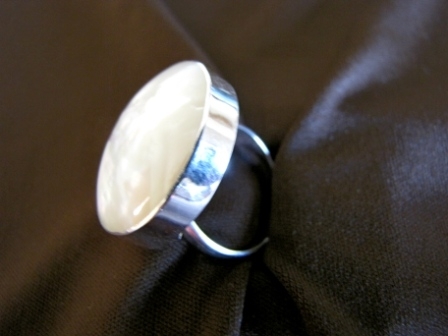 Silver Round Adjustable Shell Ring