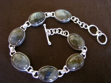 Silver Oval Labradorite Bracelet