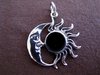 Silver Black Resin Sun and Moon Pendant