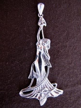 Silver ' Art Nouveau' Lady Pendant