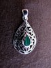 Silver Teardrop Green Malachite Pendant