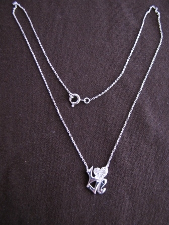 Silver Cubic Zirconia 'LOVE' Necklace