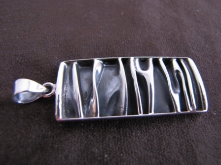 Silver Rectangular Ripple Pendant