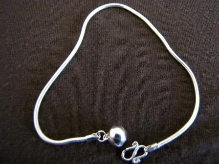 Silver Snake Chain Bracelet with Bell
