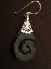 Silver Black Resin Spiral Earrings