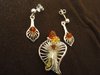Silver Amber Lily Pendant