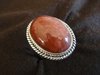 Silver Oval Golden Tan Agate Ring