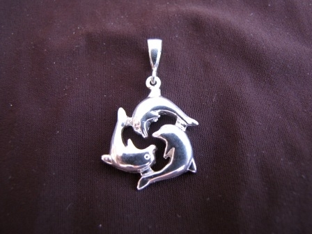 Silver Triple Leaping Dolphins Pendant