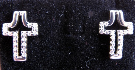 Silver Cubic Zirconia Cross Earrings