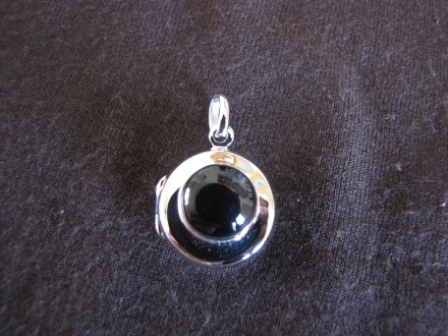 Round Silver Black Resin Locket Pendant