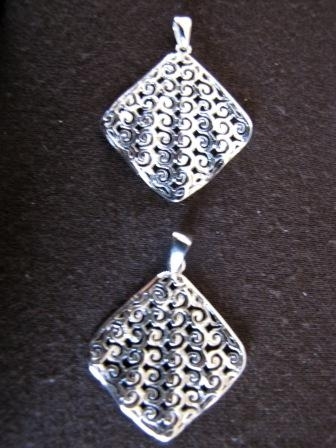 Silver Spirals or Waves Cut-Out Pendant