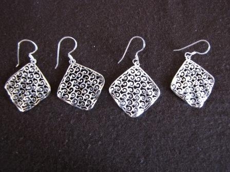 Silver Spirals or Waves Cut-Out Earrings