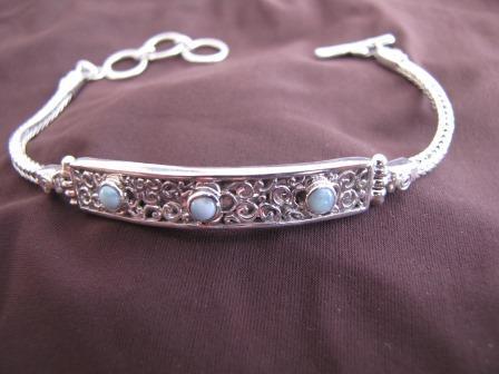 Silver Blue Larimar Spirals Bracelet
