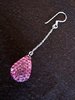 Silver Pink Crystal Drop Shaped Earrings