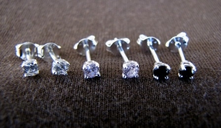 Round Silver 3mm Cubic Zirconia Earrings