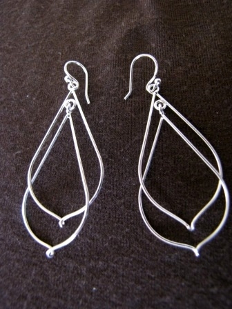 Silver Pear Shape Drop Earrings