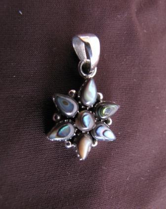 Silver Paua Shell Flower Pendant