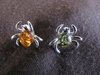 Silver Honey Amber Spider Pendant
