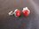 Round Red Coral Set Stud Earrings
