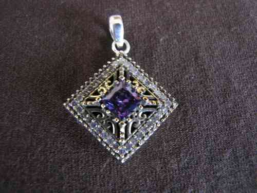 Silver Purple Cubic Zirconia Pendant