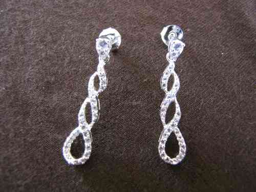 Silver Spiral Cubic Zirconia Earrings