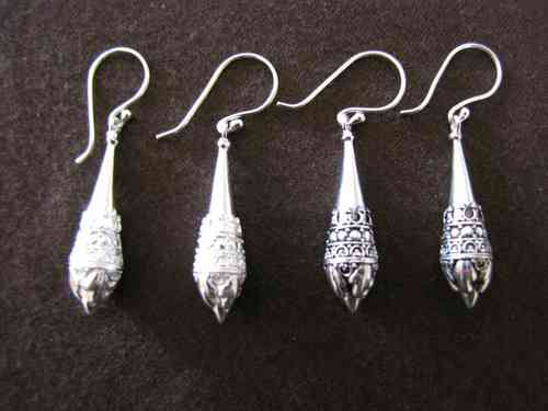 Silver Decorated Drop Earrings