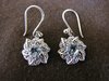 Silver Flower Heart Blue Topaz Earrings