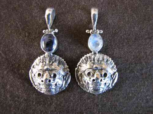 Silver Gemstone Barong Lion Pendant