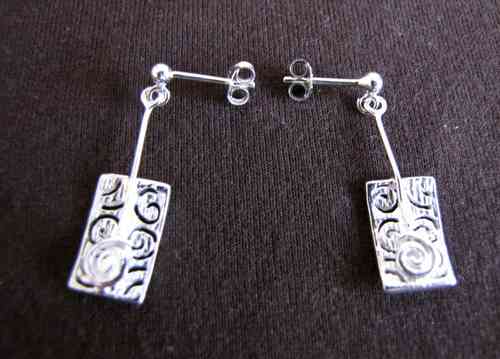 Silver Rectangular Spirals Earrings