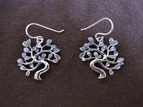 Silver Tree Drop Earrings