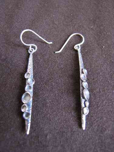 Silver Ellipse and Circles Drop Earrings