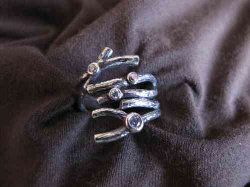 Silver Branch Design Cubic Zirconia Ring