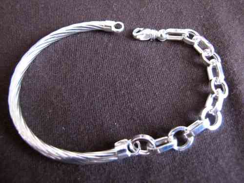 Silver Twist Bangle and Links Bracelet