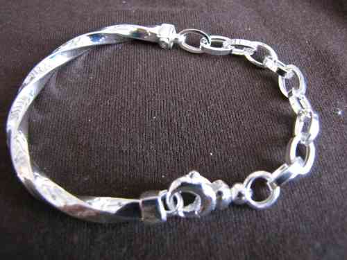Silver Twist Bangle & Links Bracelet