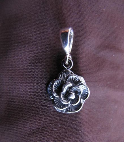 Oxidised Silver Rose Pendant