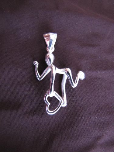 Silver Man with Heart Pendant