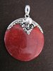 Silver Red Coral and Pearl Pendant
