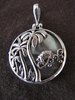 Silver Palm Trees and Turtle Pendant