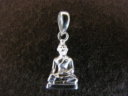Silver Seated Buddha Figurine Pendant