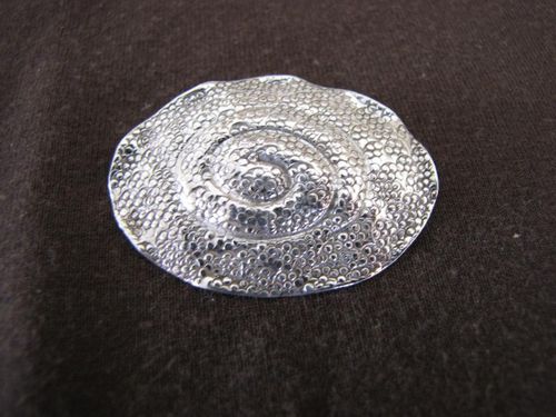 Silver Oval Textured Spiral Pendant