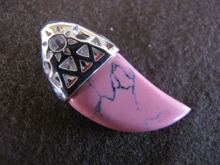 Silver Pink Tusk / Tooth Pendant